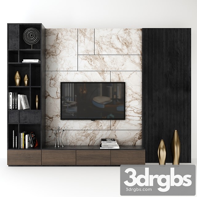 TV Wall Set 03 5 3dsmax Download - thumbnail 1