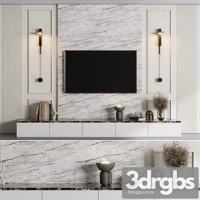 TV Wall Set 04 10 3dsmax Download - thumbnail 1