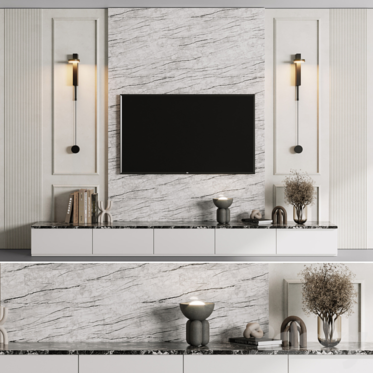 TV Wall Set 04 3DS Max Model - thumbnail 1