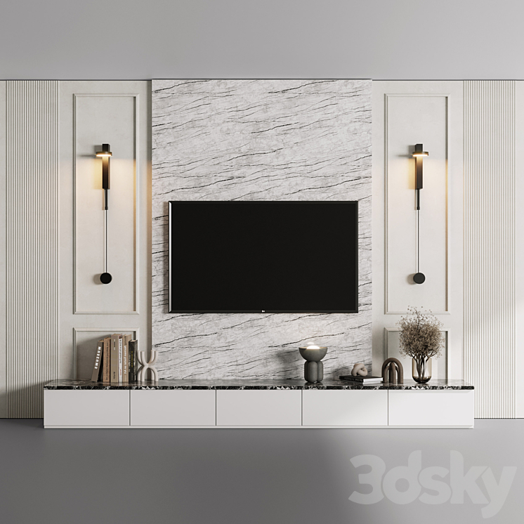 TV Wall Set 04 3DS Max Model - thumbnail 2