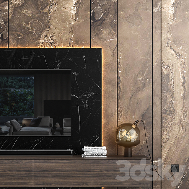 Tv wall set 04 3DS Max Model - thumbnail 2