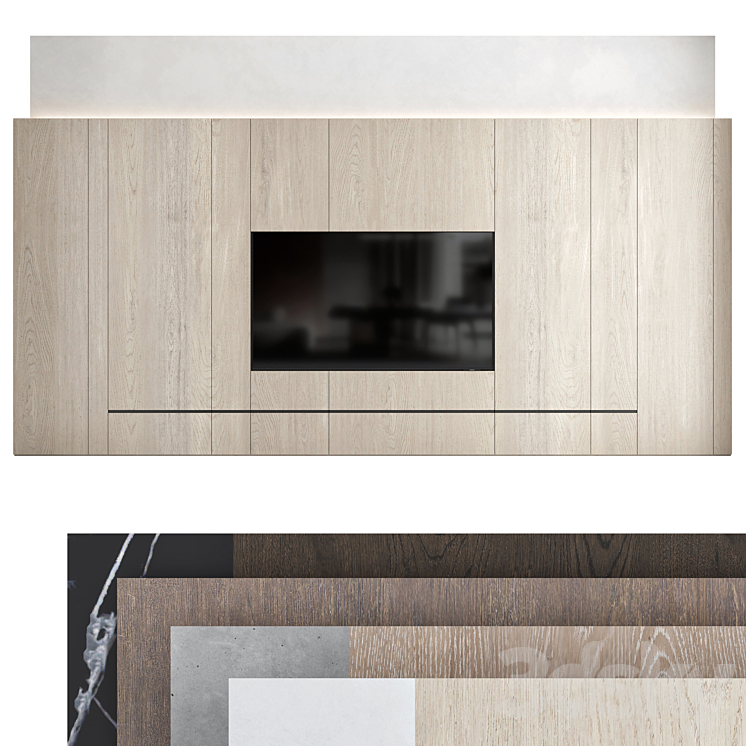 TV wall set 05 3DS Max Model - thumbnail 1