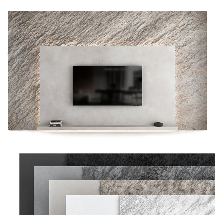 TV wall set 07 3DS Max Model - thumbnail 1