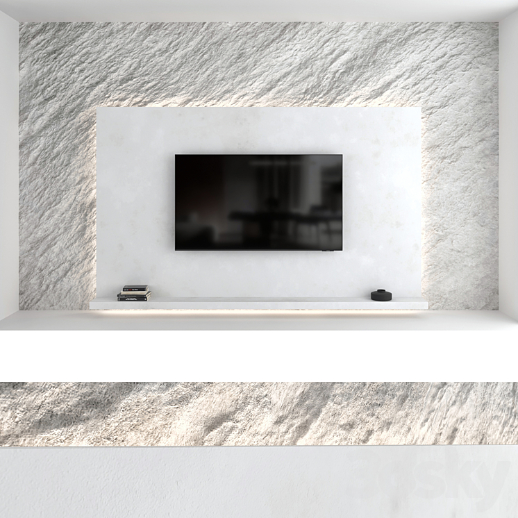 TV wall set 07 3DS Max Model - thumbnail 2