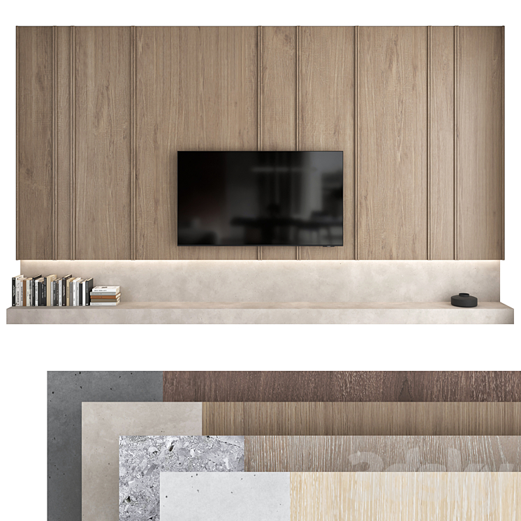 TV wall set 08 3DS Max Model - thumbnail 1