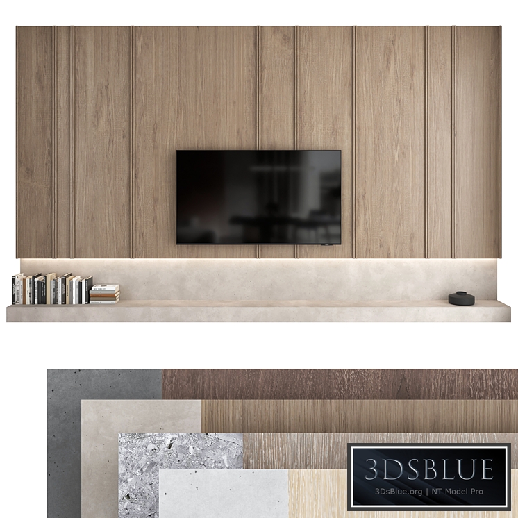 TV wall set 08 3DS Max - thumbnail 3