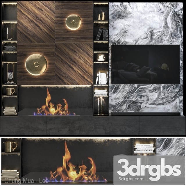 TV Wall Set 1 3dsmax Download - thumbnail 1