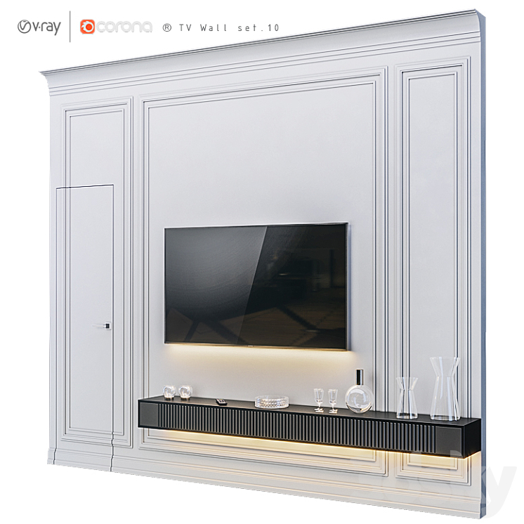 TV Wall set.10 3DS Max - thumbnail 1