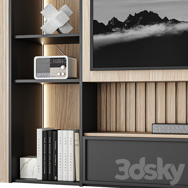 tv wall set 10 3DS Max Model - thumbnail 2