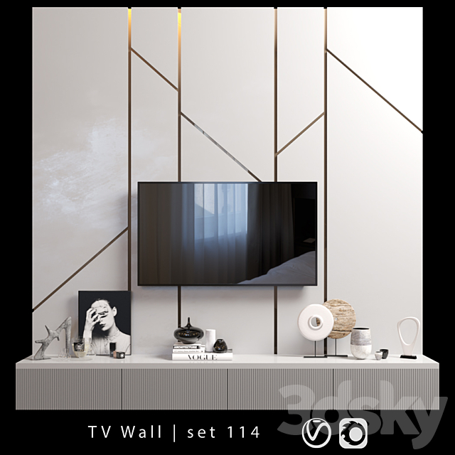 TV Wall | set 114 3DSMax File - thumbnail 1