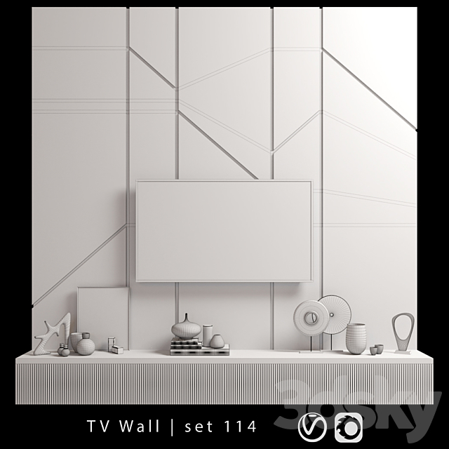 TV Wall | set 114 3DSMax File - thumbnail 2