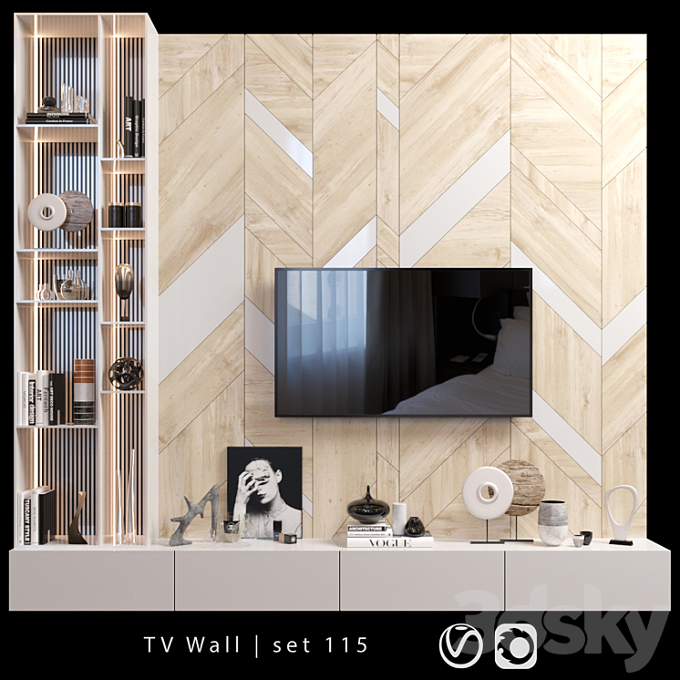 TV Wall | set 115 3DS Max - thumbnail 1