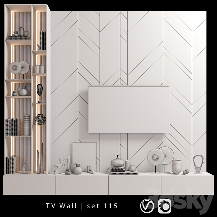 TV Wall | set 115 3DS Max - thumbnail 2