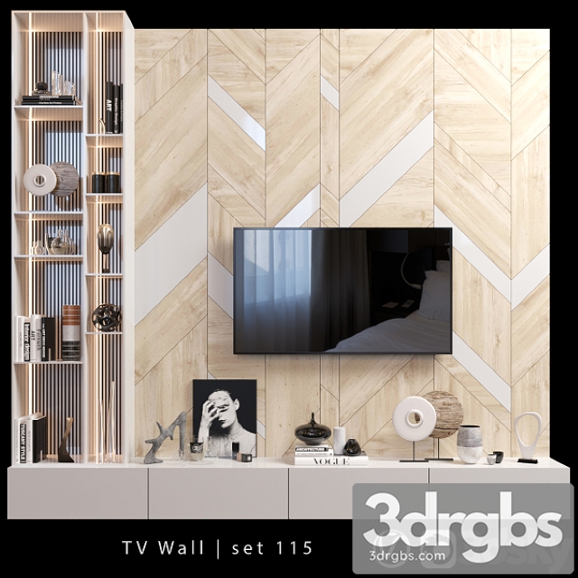 TV Wall Set 115 3dsmax Download - thumbnail 1