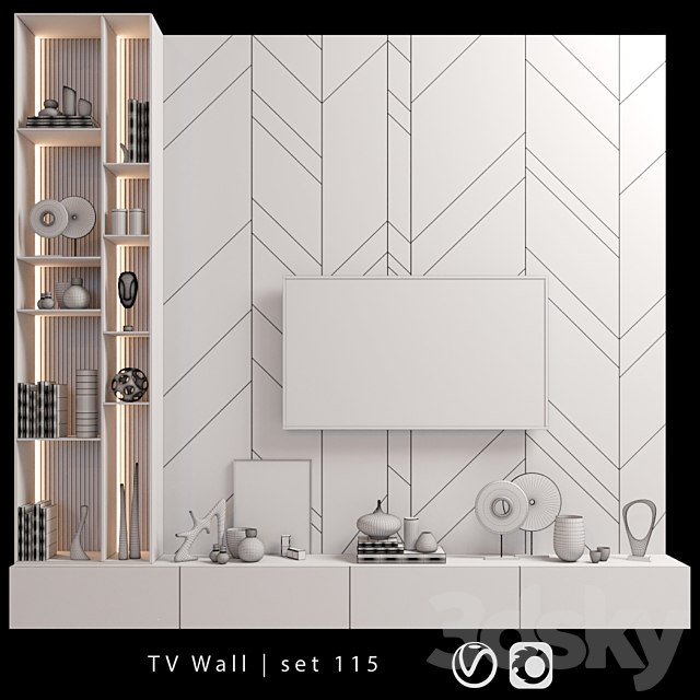 TV Wall | set 115 3DSMax File - thumbnail 2