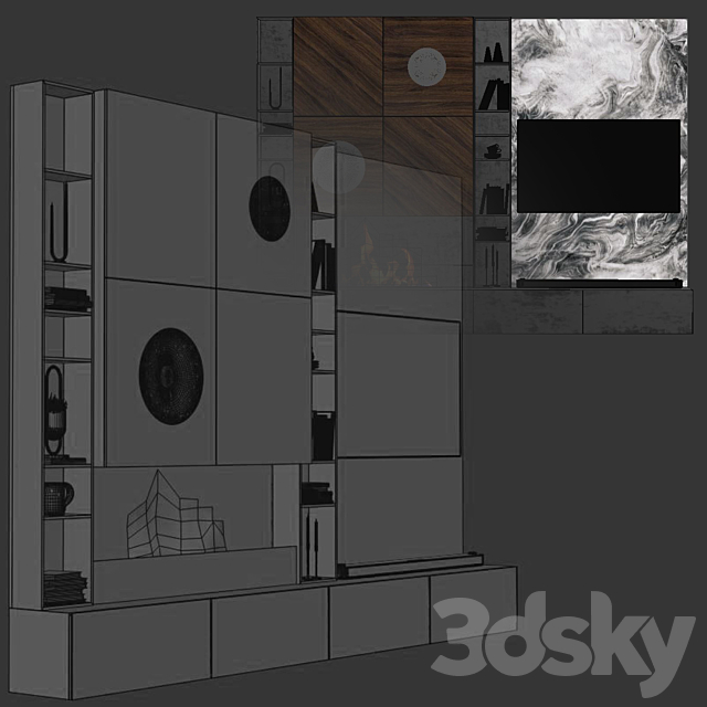 Tv wall set 12 3DSMax File - thumbnail 3