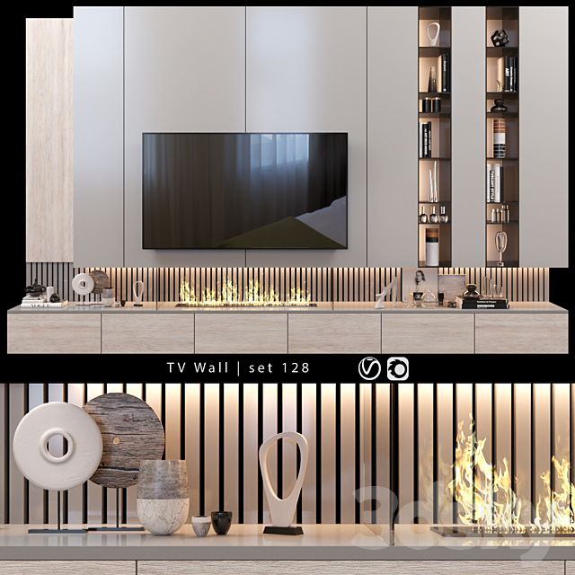 TV Wall | set 128 3DSMax File - thumbnail 1