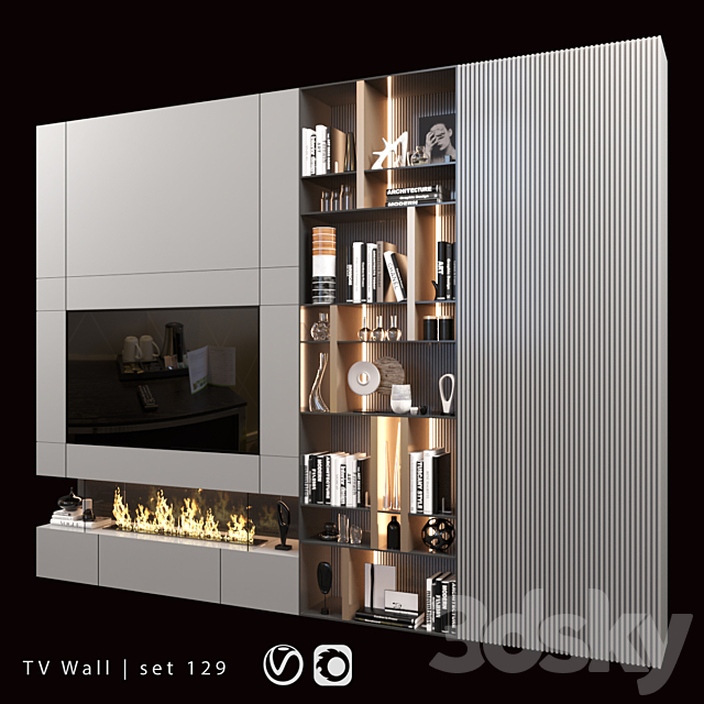 TV Wall | set 129 3DS Max Model - thumbnail 2