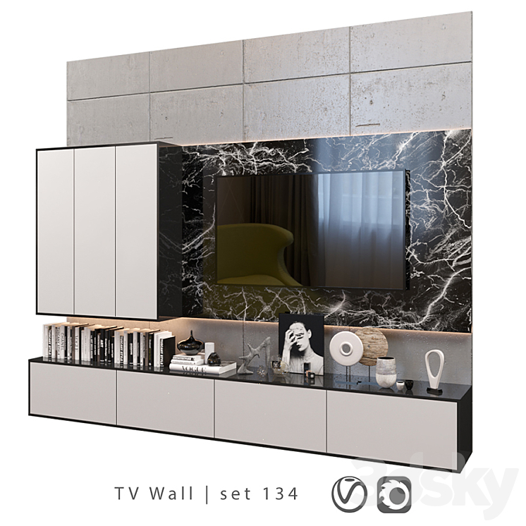 TV Wall | set 134 3DS Max - thumbnail 2