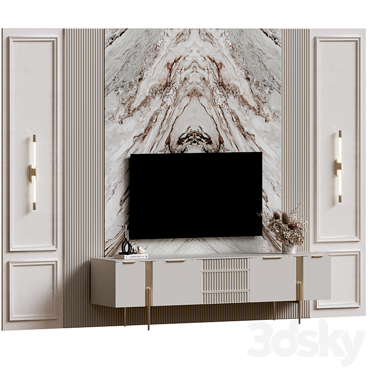 Tv wall set 14-3 3DS Max Model - thumbnail 2