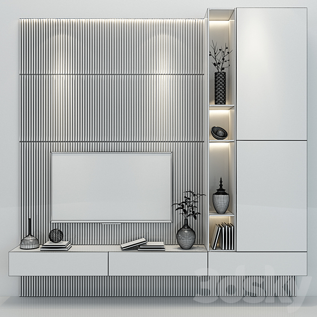 TV wall set 142 3DS Max Model - thumbnail 3