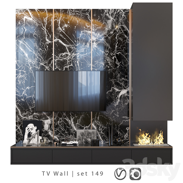 TV Wall | set 149 3DS Max - thumbnail 1