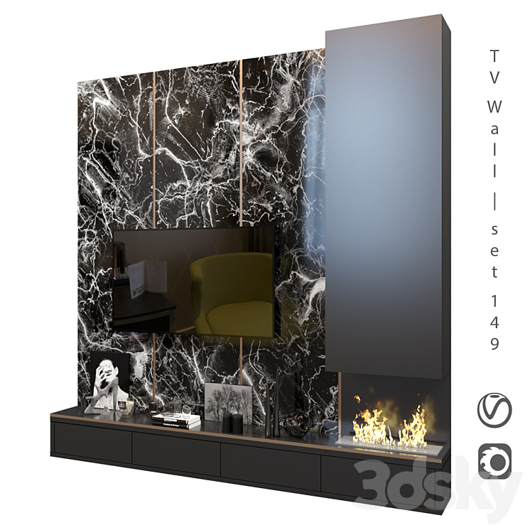 TV Wall | set 149 3DS Max - thumbnail 2