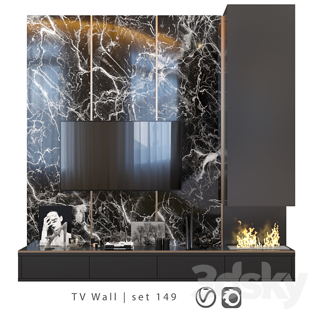 TV Wall | set 149 3DSMax File - thumbnail 1