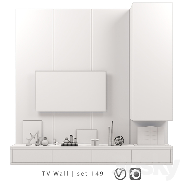 TV Wall | set 149 3DSMax File - thumbnail 3