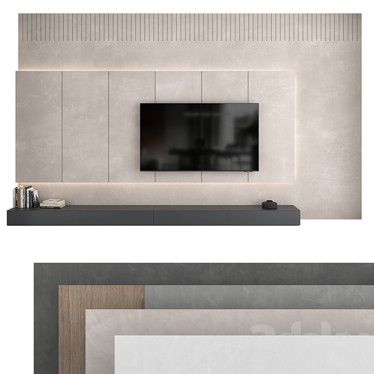 TV wall set 15 3DS Max Model - thumbnail 1