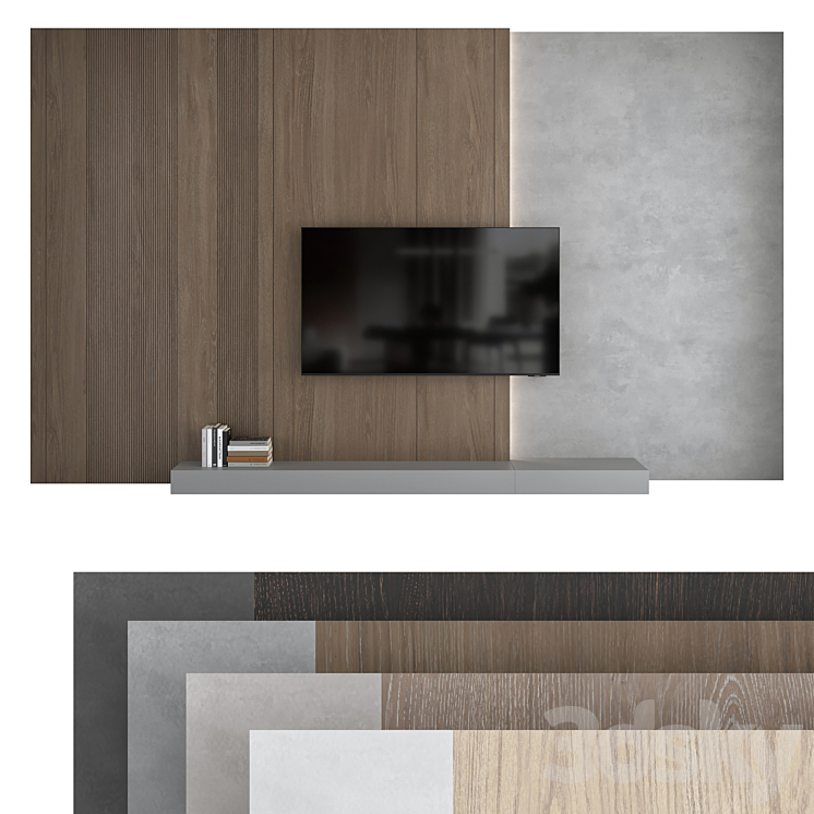 TV wall set 16 3DS Max Model - thumbnail 1