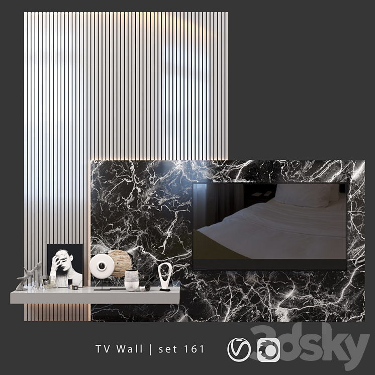 TV Wall | set 161 3DS Max - thumbnail 1