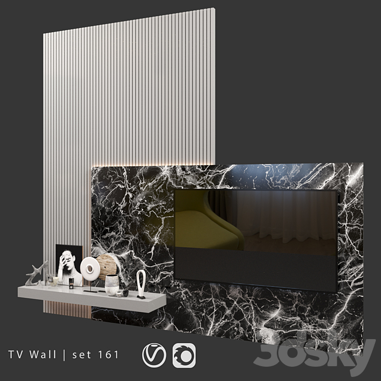 TV Wall | set 161 3DS Max - thumbnail 2