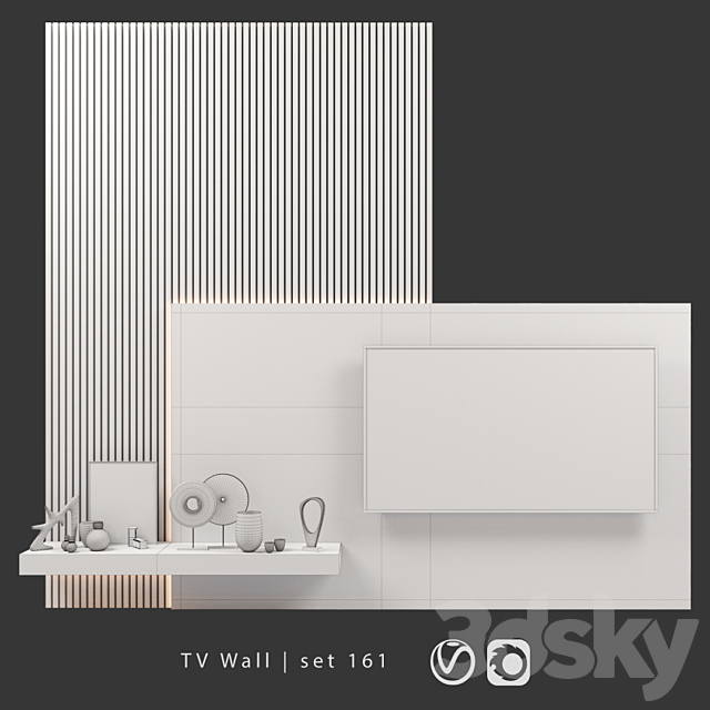 TV Wall | set 161 3DSMax File - thumbnail 3