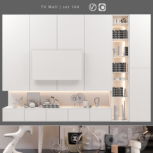 TV Wall | set 164 3DS Max Model - thumbnail 3