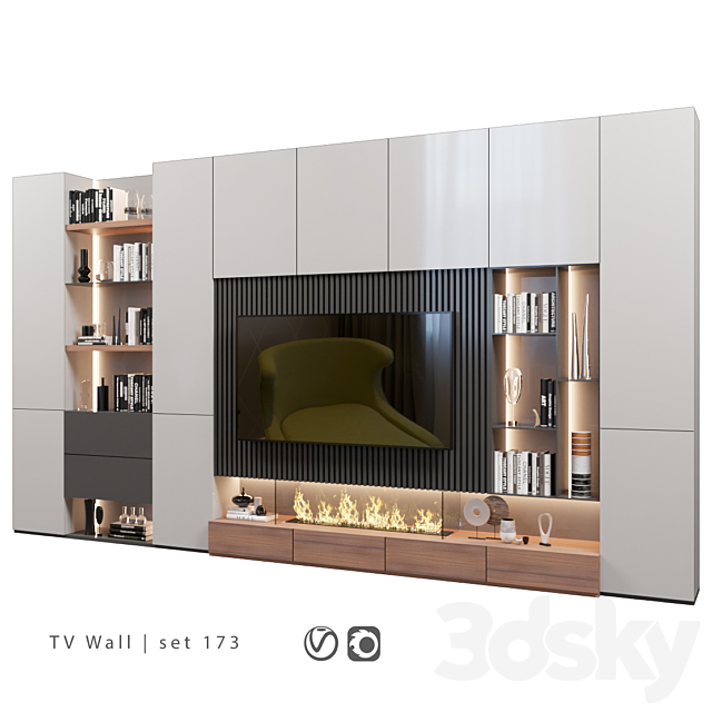 TV Wall | set 173 3DS Max Model - thumbnail 2