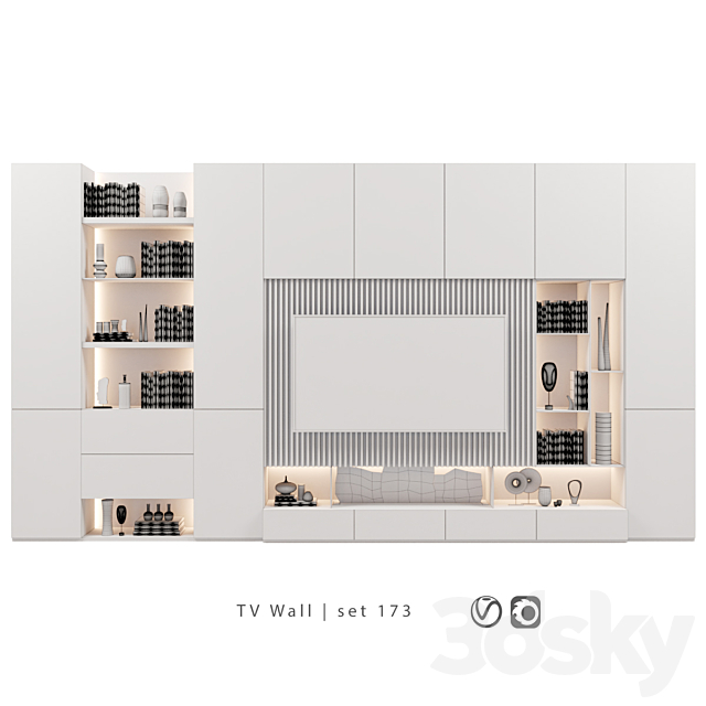 TV Wall | set 173 3DS Max Model - thumbnail 3