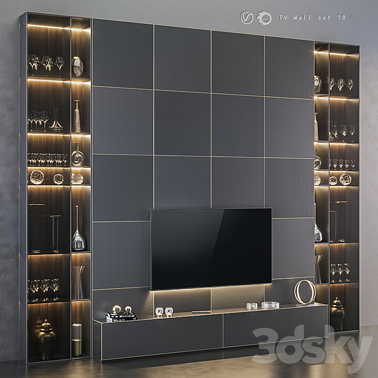 TV Wall Set 18 3DS Max - thumbnail 2