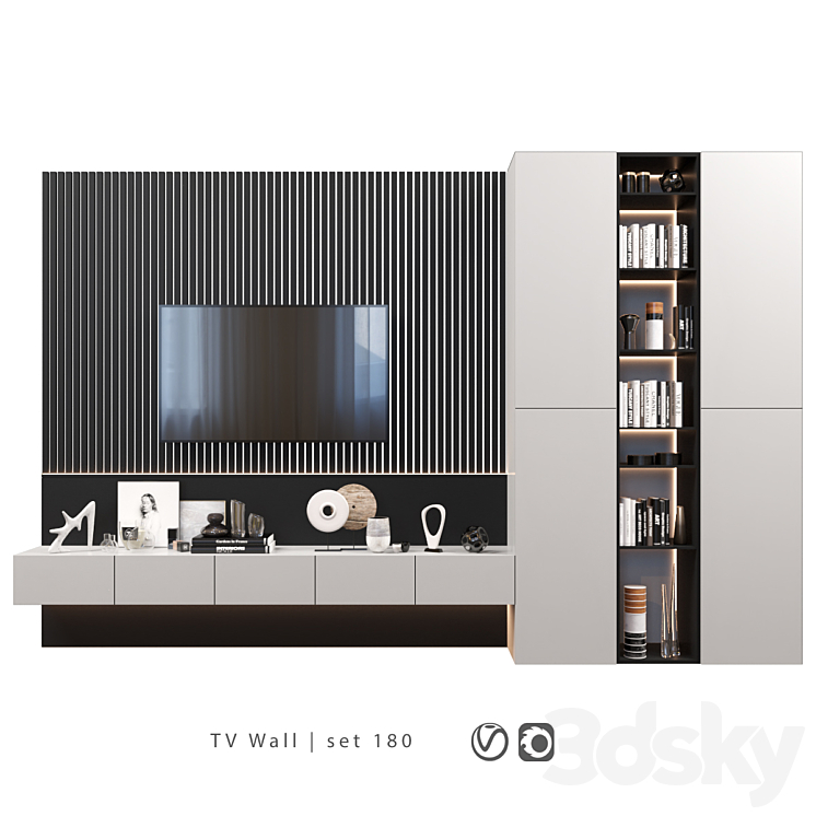 TV Wall | set 180 3DS Max - thumbnail 1