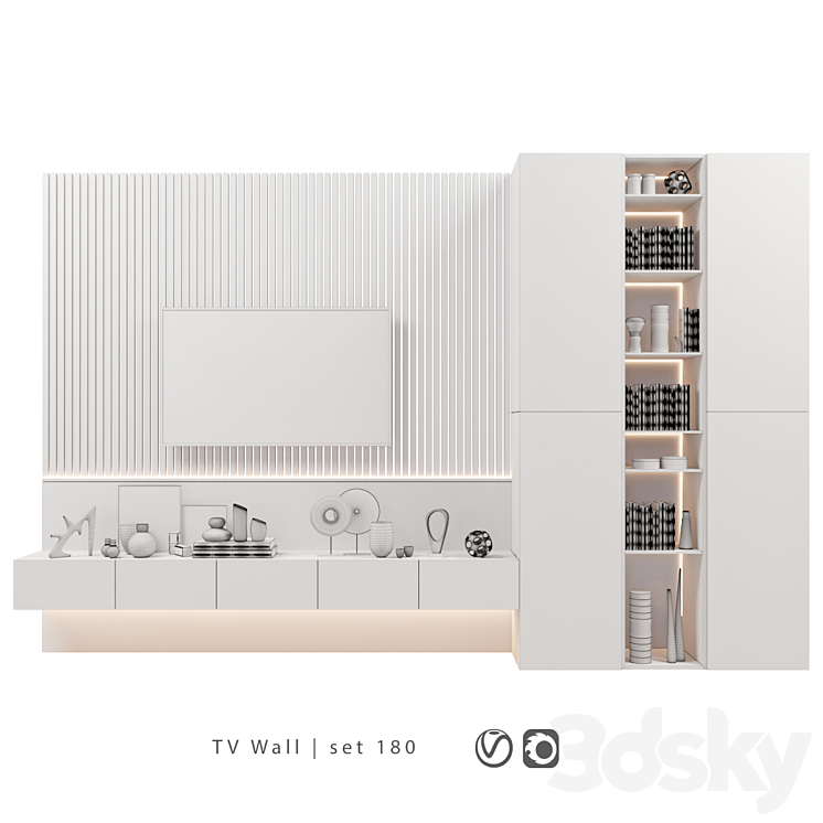 TV Wall | set 180 3DS Max - thumbnail 2