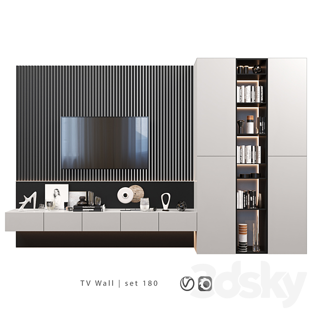 TV Wall | set 180 3DSMax File - thumbnail 1