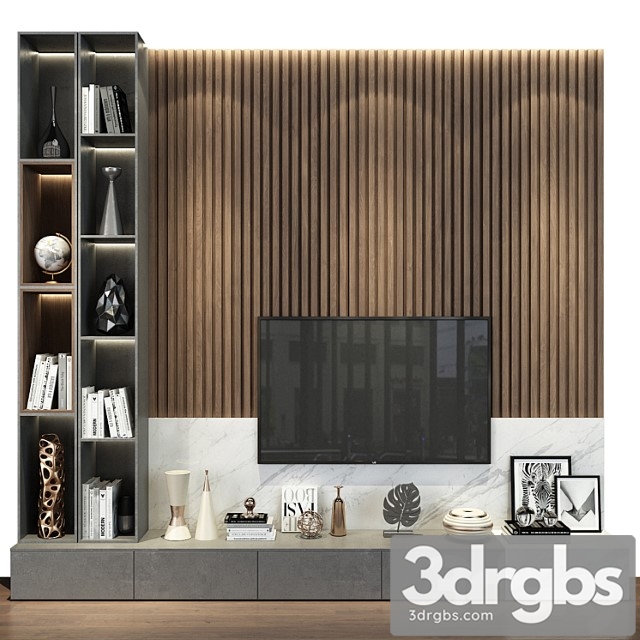 TV Wall Set 181 2 3dsmax Download - thumbnail 1