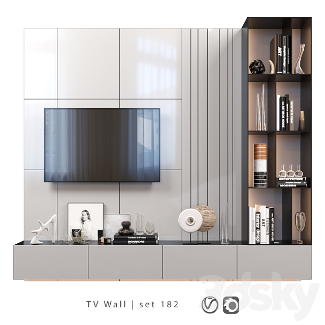 TV Wall | set 182 3DSMax File - thumbnail 1