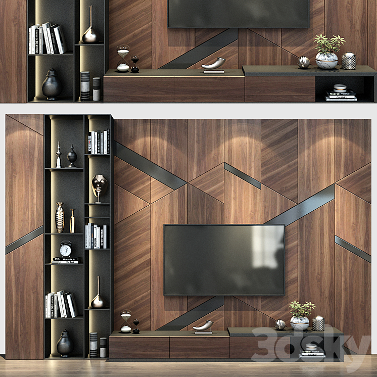 TV Wall set 206 3DS Max - thumbnail 1