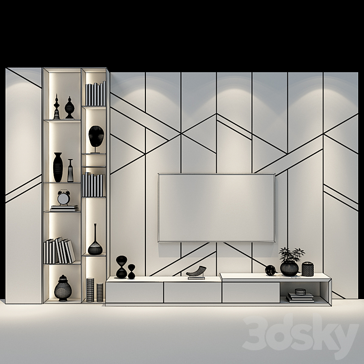 TV Wall set 206 3DS Max - thumbnail 2