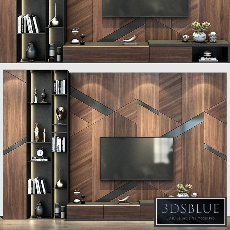 TV Wall set 206 3DS Max - thumbnail 3