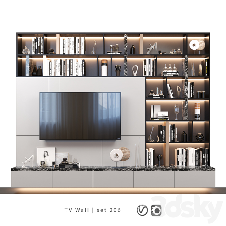 TV Wall | set 206 3DS Max - thumbnail 1