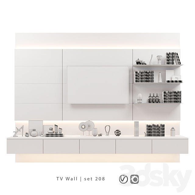 TV Wall | set 208 3DS Max Model - thumbnail 2