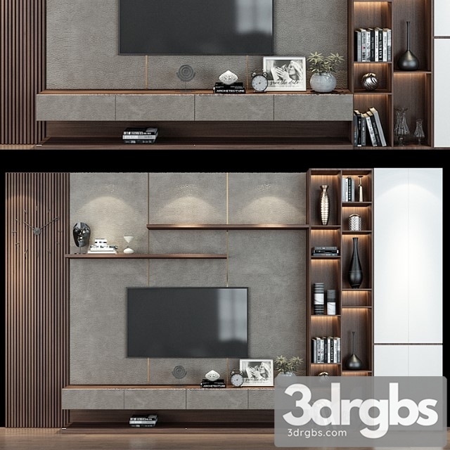 TV Wall Set 209 1 3dsmax Download - thumbnail 1