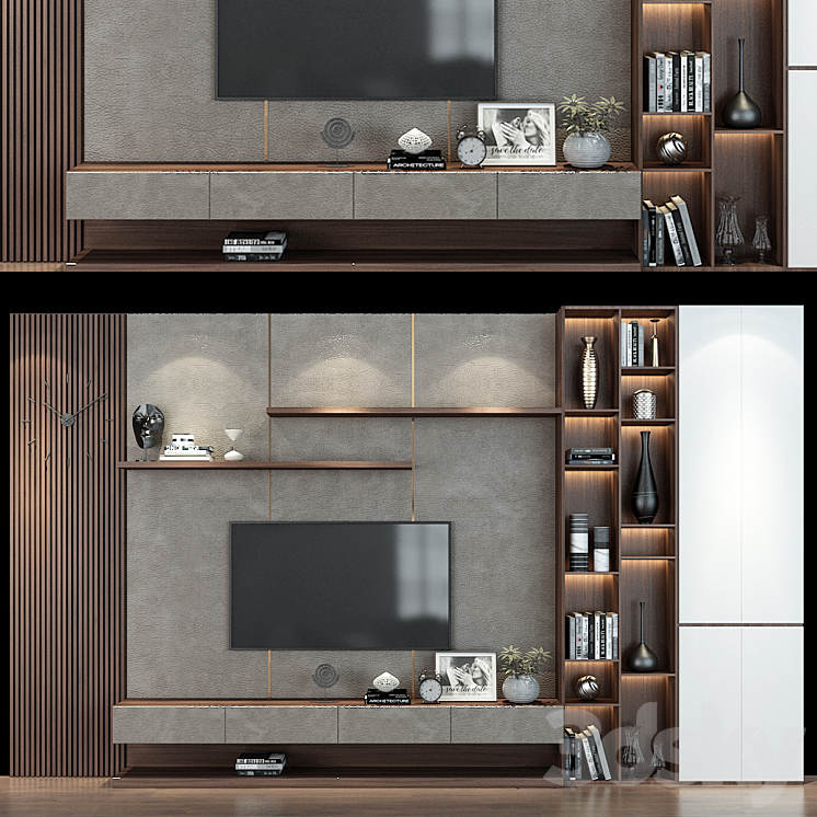 TV Wall set 209 3DS Max - thumbnail 1